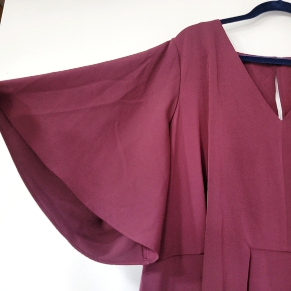 City Chic Women's Burgundy Short Sleeve Bow & Tie Dress Size XXL/24 - Picture 5 of 10